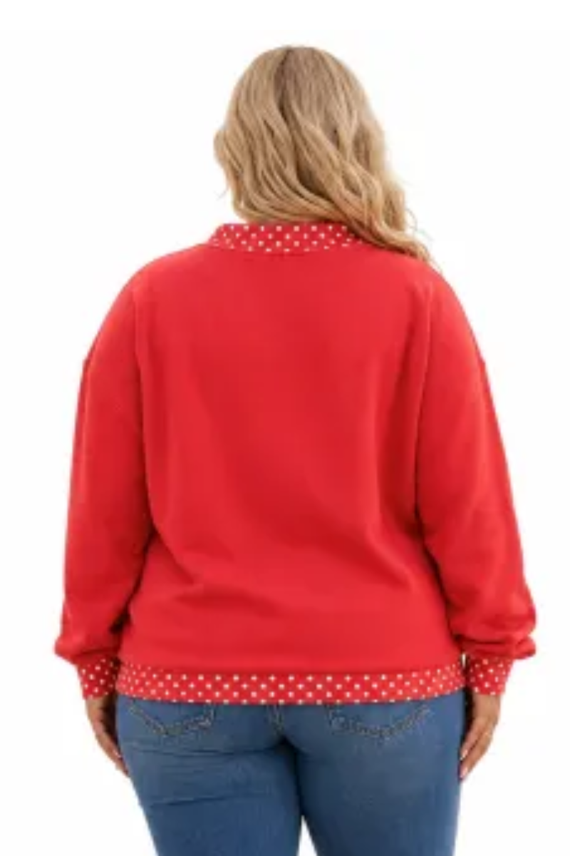 Women Fall Plus Size Contrast Drop Shoulder Sweatshirt