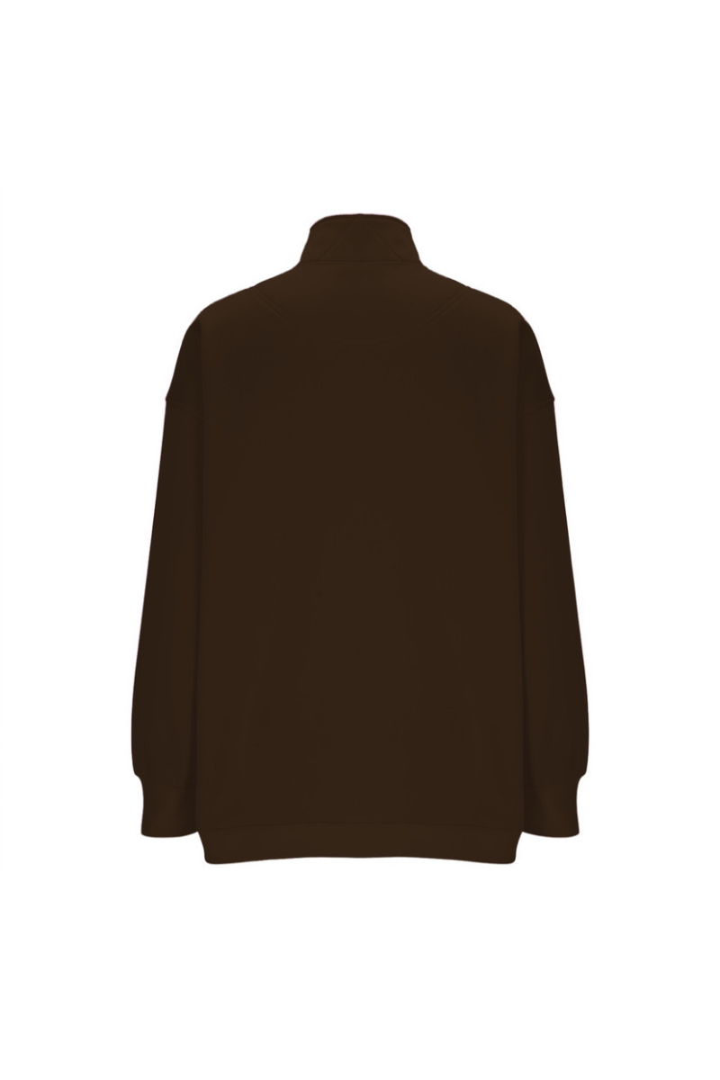 Women Fall Half Zip Snap Button Kangaroo Pocket Sweatshirt
