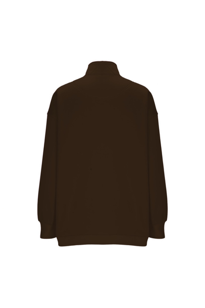 Women Fall Half Zip Snap Button Kangaroo Pocket Sweatshirt