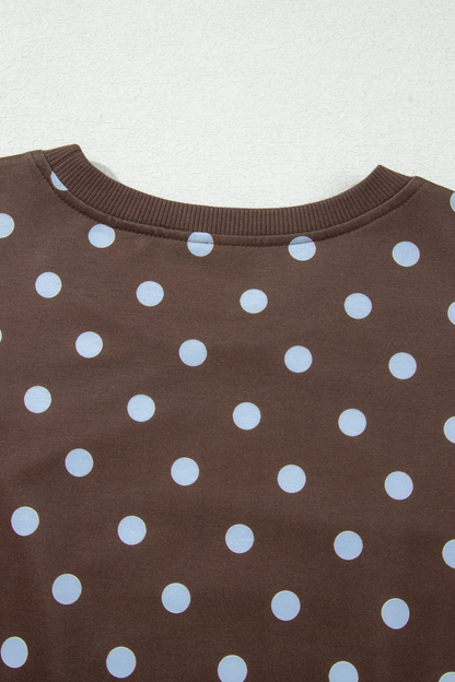 Women's Fall Polka Dot Skirted Drawstring 2 Piece Set