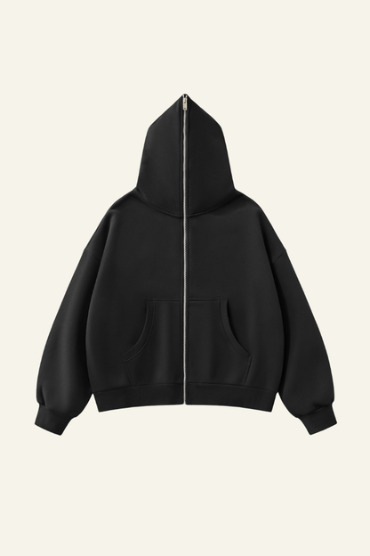 Men's Streetwear Cropped Full Zipper Hooded Jacket