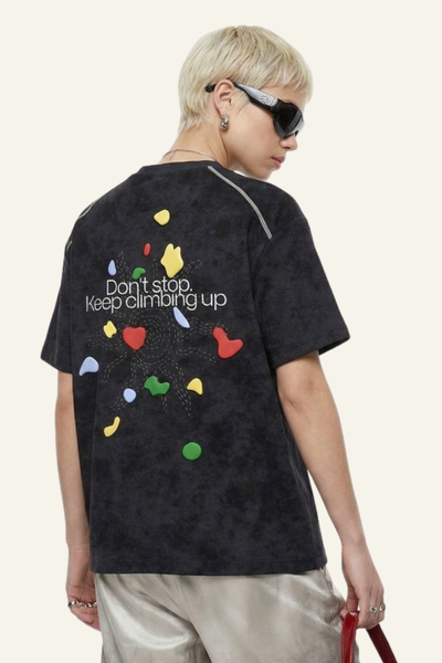 Men's Streetwear Vintage Heart Pattern T-shirt