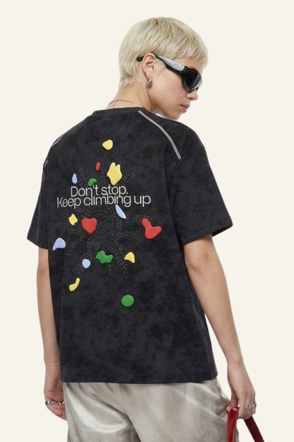 Men's Streetwear Vintage Heart Pattern T-shirt