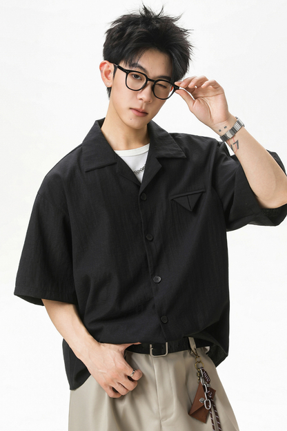 Men's Summer Camp Collar Breathable Linen Short Sleeve Shirt