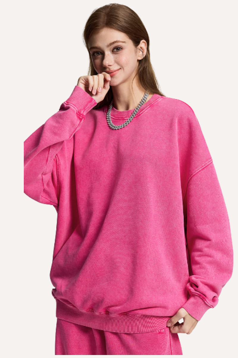 Unisex Winter 420g Retro Snow Washed Loose Sweatshirt
