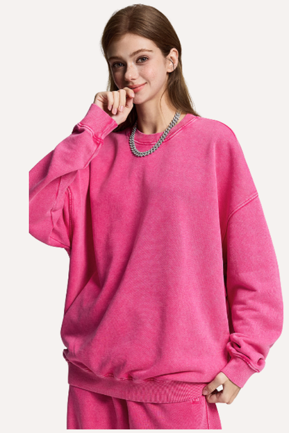 Unisex Winter 420g Retro Snow Washed Loose Sweatshirt