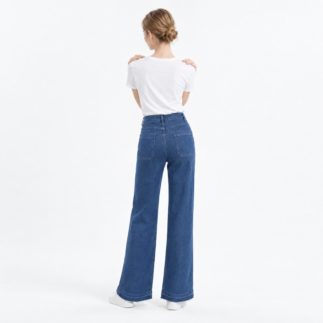 Women's Blue High Waist Wide Leg Jeans
