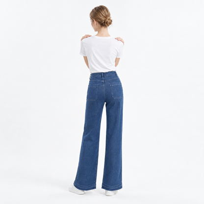 Women's Blue High Waist Wide Leg Jeans