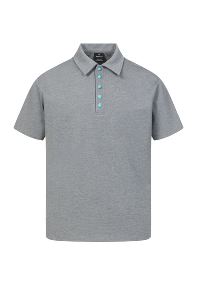 Men's Summer Turquoise Collar 320g Solid Minimalist Polo
