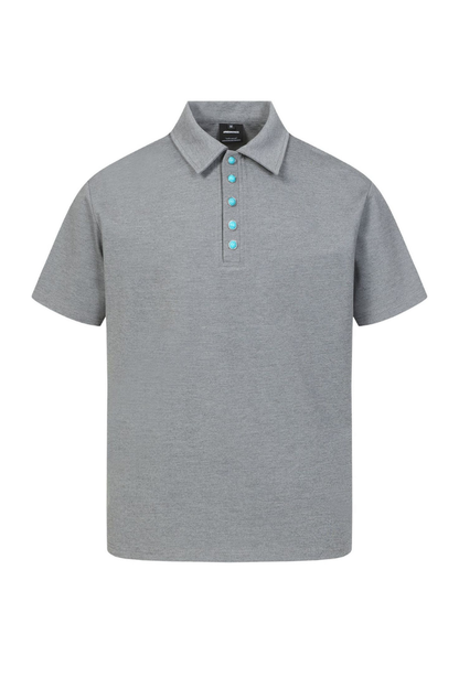 Men's Summer Turquoise Collar 320g Solid Minimalist Polo