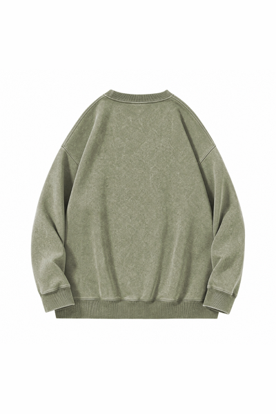 Unisex Fall Winter Vintage Loose Crewneck Cotton Sweatshirt
