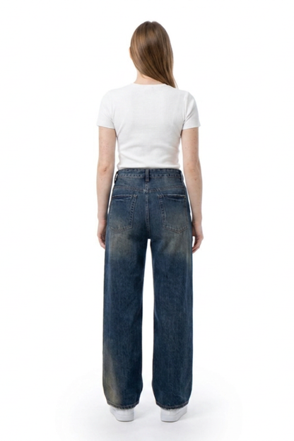 Women's 100% Cotton High Waist Wide Leg Jeans
