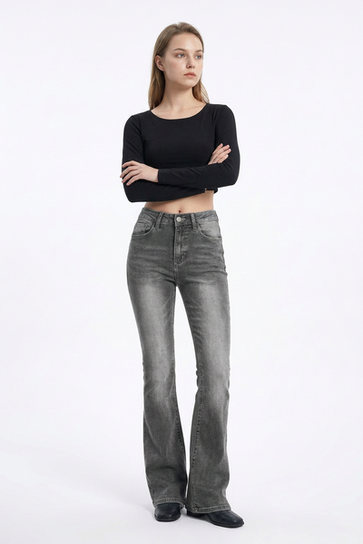 Women's Wash High Waist Stretch Slim Fit Flare Jeans