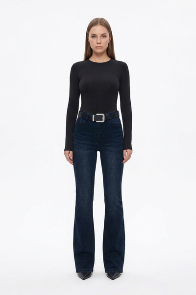 Women's Classic Washed High Waist Flare Jeans