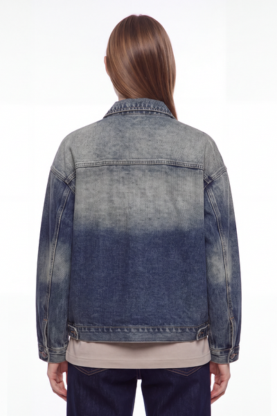 Women's Classic Relaxed Volume Fit Vintage Wash Denim Jacket