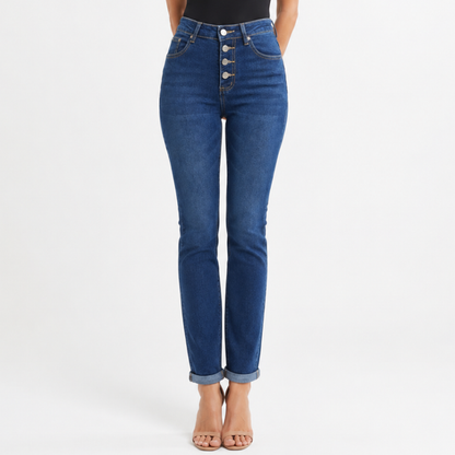 Women's High Waist Stretch Button Fly Skinny Jeans