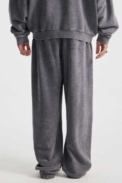 Men's Cotton  Streetwear Washed Distressed Wide Leg Pants