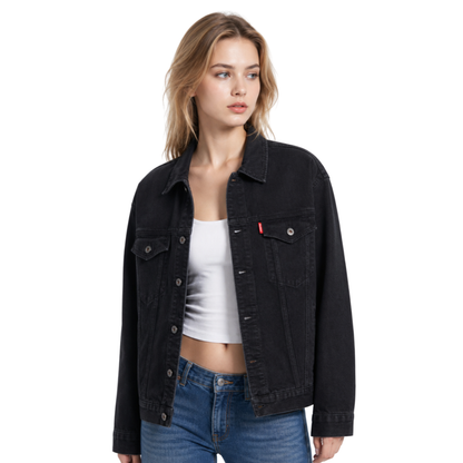 Women's Classic Black Denim Jacket