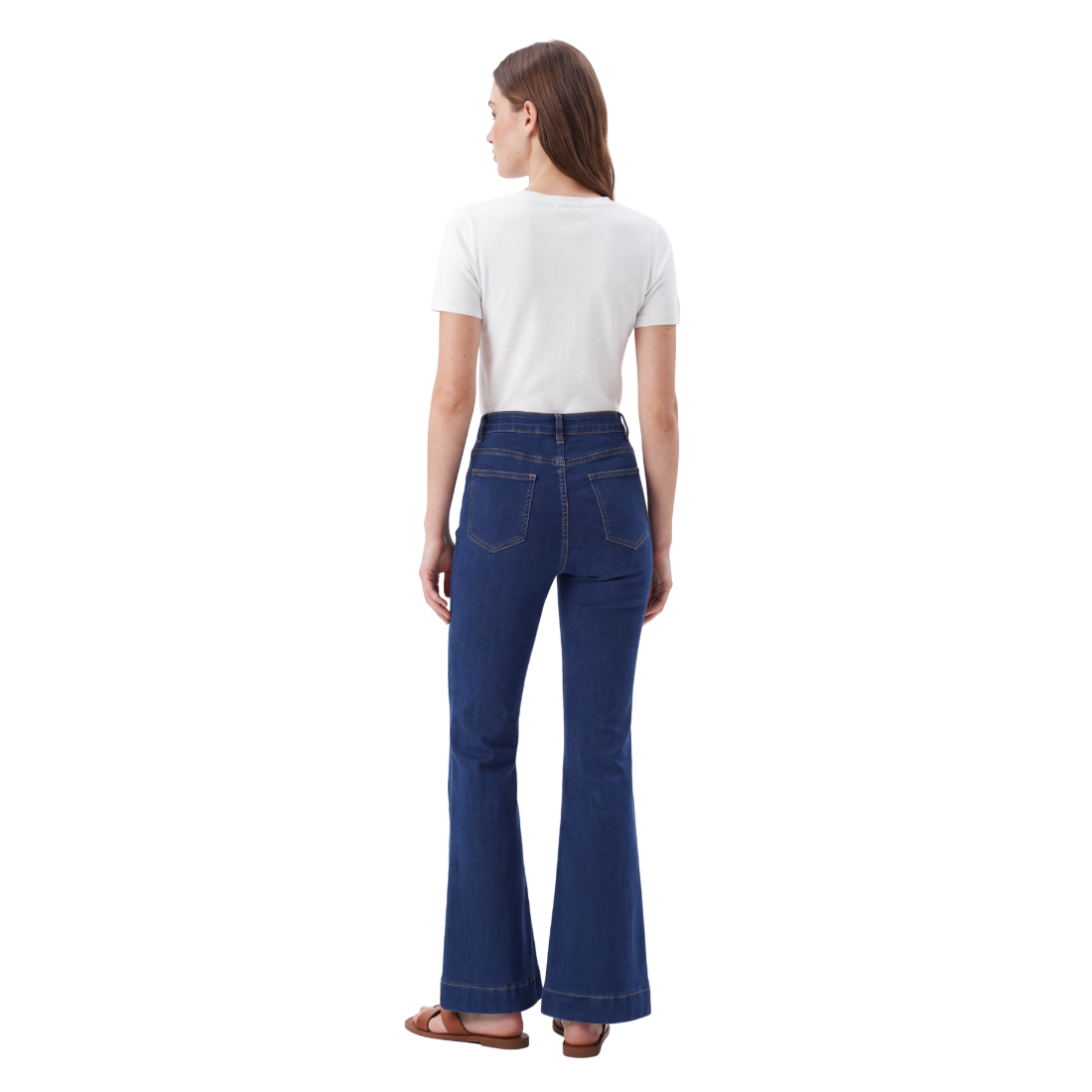 Women's High Waist Button Fly Stretch Flare Jeans