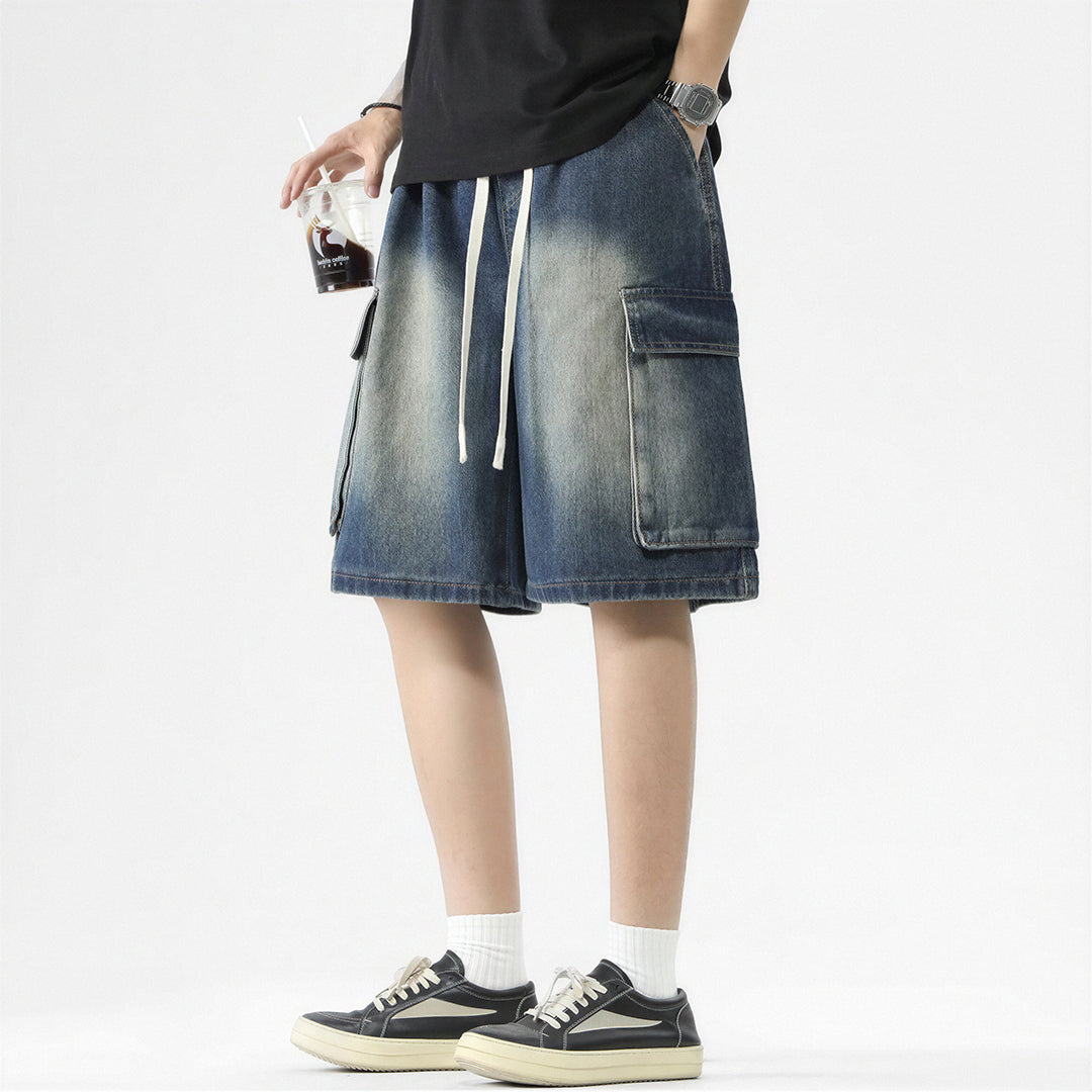 Men's Summer Light Wash Carpenter Baggy Denim Shorts