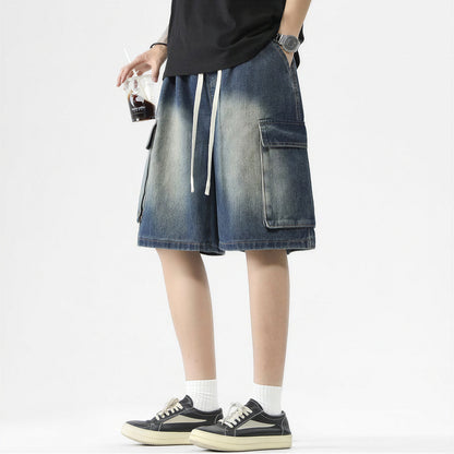 Men's Summer Light Wash Carpenter Baggy Denim Shorts