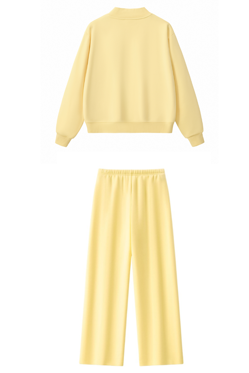 Women Fall Mock Neck Sweatshirt Wide Leg Pants Set