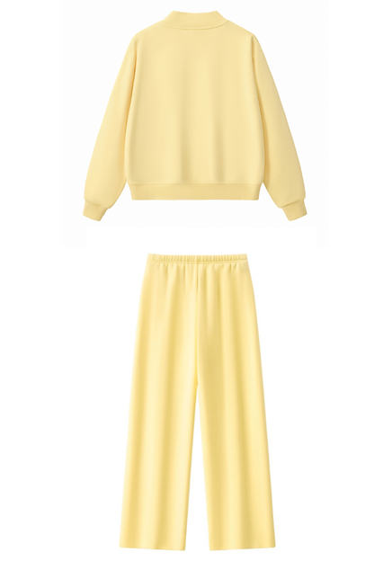 Women Fall Mock Neck Sweatshirt Wide Leg Pants Set