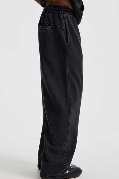 Men's Cotton Streetwear Washed Worn-Out Curved-Blade Pants
