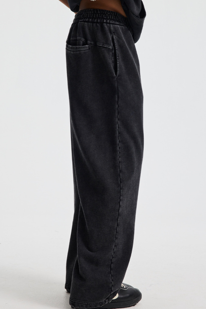 Men's Cotton Streetwear Washed Worn-Out Curved-Blade Pants
