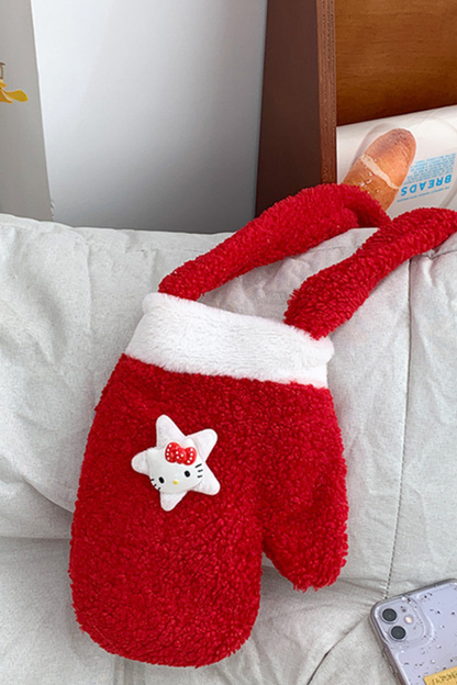Christmas Vintage Plush Red Crossbody Bag