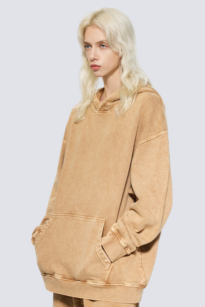 Women's 420g Heavy Cotton Washed Distressed Hoodie