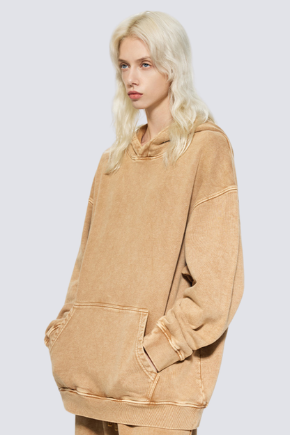 Women's 420g Heavy Cotton Washed Distressed Hoodie