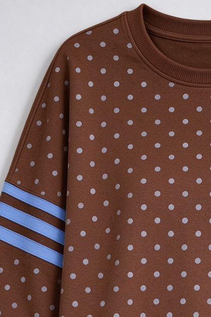 Women's Fall Polka Dot Colorblock Loose 2 Piece Set