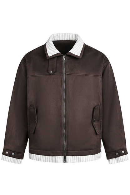 Unisex Spring Cleanfit MockLayer Suede Cropped Jacket