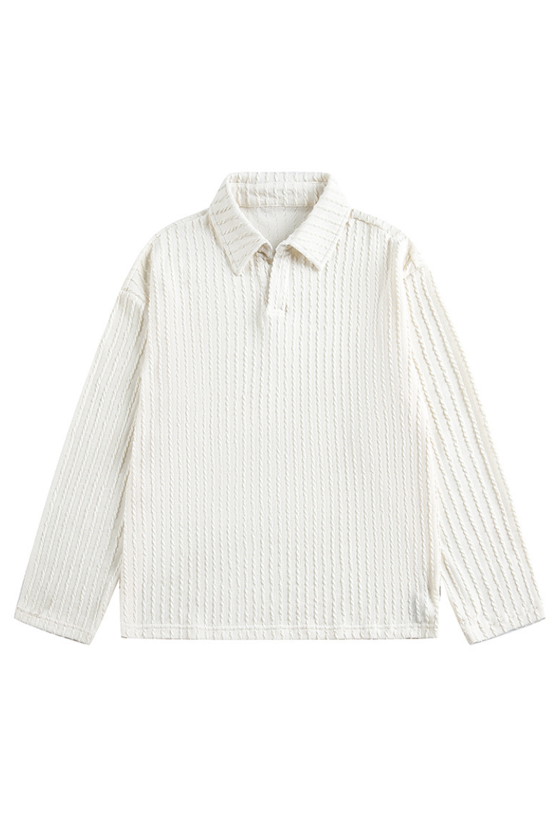 Unisex Spring Old Money Textured Stripe Knit Polo