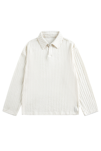 Unisex Spring Old Money Textured Stripe Knit Polo