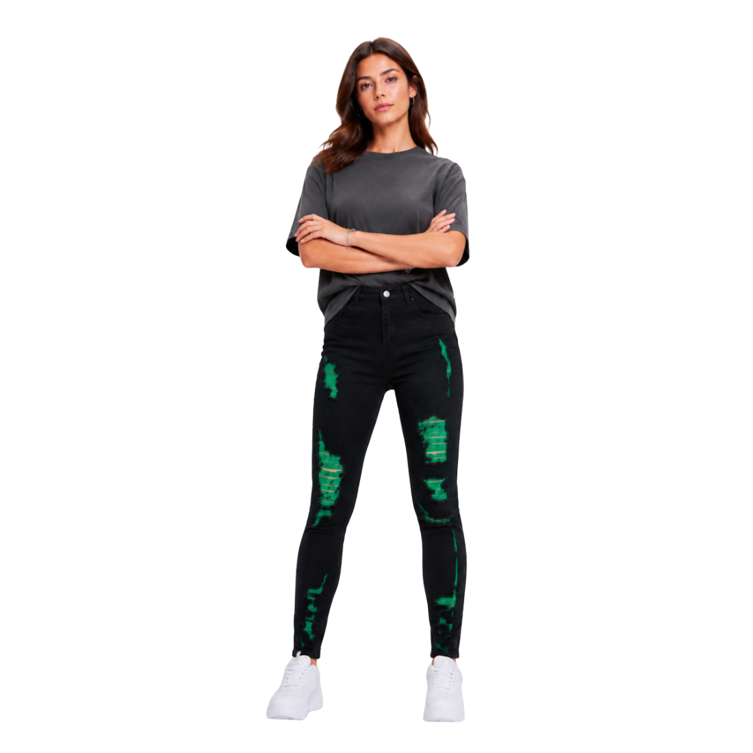 Women's High Waist Ripped Skinny Jeans