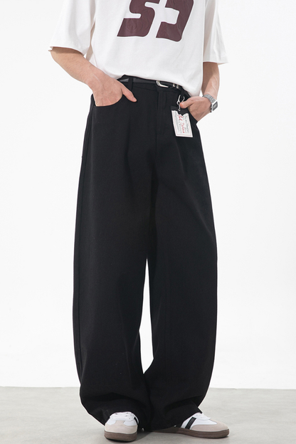 Men's Spring Retro Back Pocket Contrast Stitch Loose Jeans