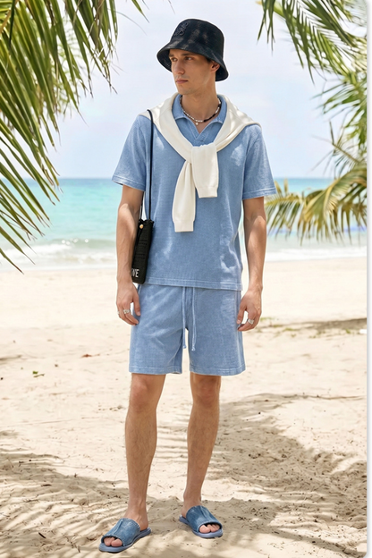 Men's Vintage Washed 5" Waffle Breathable Shorts - Old Money