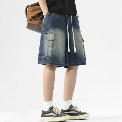 Men's Summer Light Wash Carpenter Baggy Denim Shorts