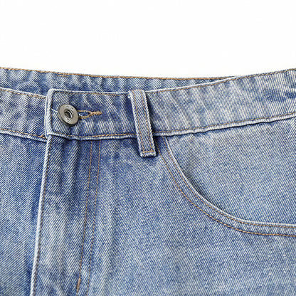 Men's Summer Colorful Splash Ink Washed Baggy Denim Shorts