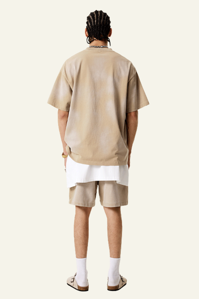 Men's Washed Gradient Colored Cotton Set:T-shirt And shorts