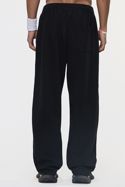 Men's Color Block Elastic Drawstring Cuff Wide Leg Pants