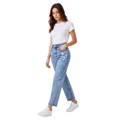 Women's vintage ripped ankle-length slim-fit jeans