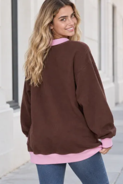 Women Fall Clothing Oversized Color Block Sweatshirt