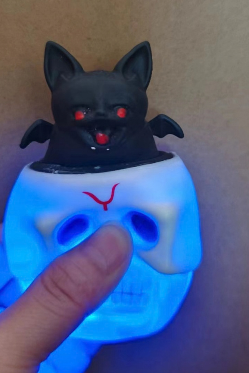 Light Up Halloween Skull Bat Squeeze Cup Fidget Toy