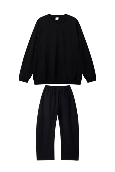 Unisex Fall Clothing Relaxed Pullover Sweatpants Set