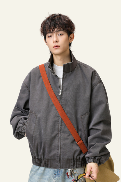 Men's Streetwear Solid Stand Collar Bomber Jacket