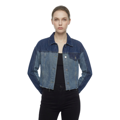 Women's Cropped Two-Tone Denim Jacket