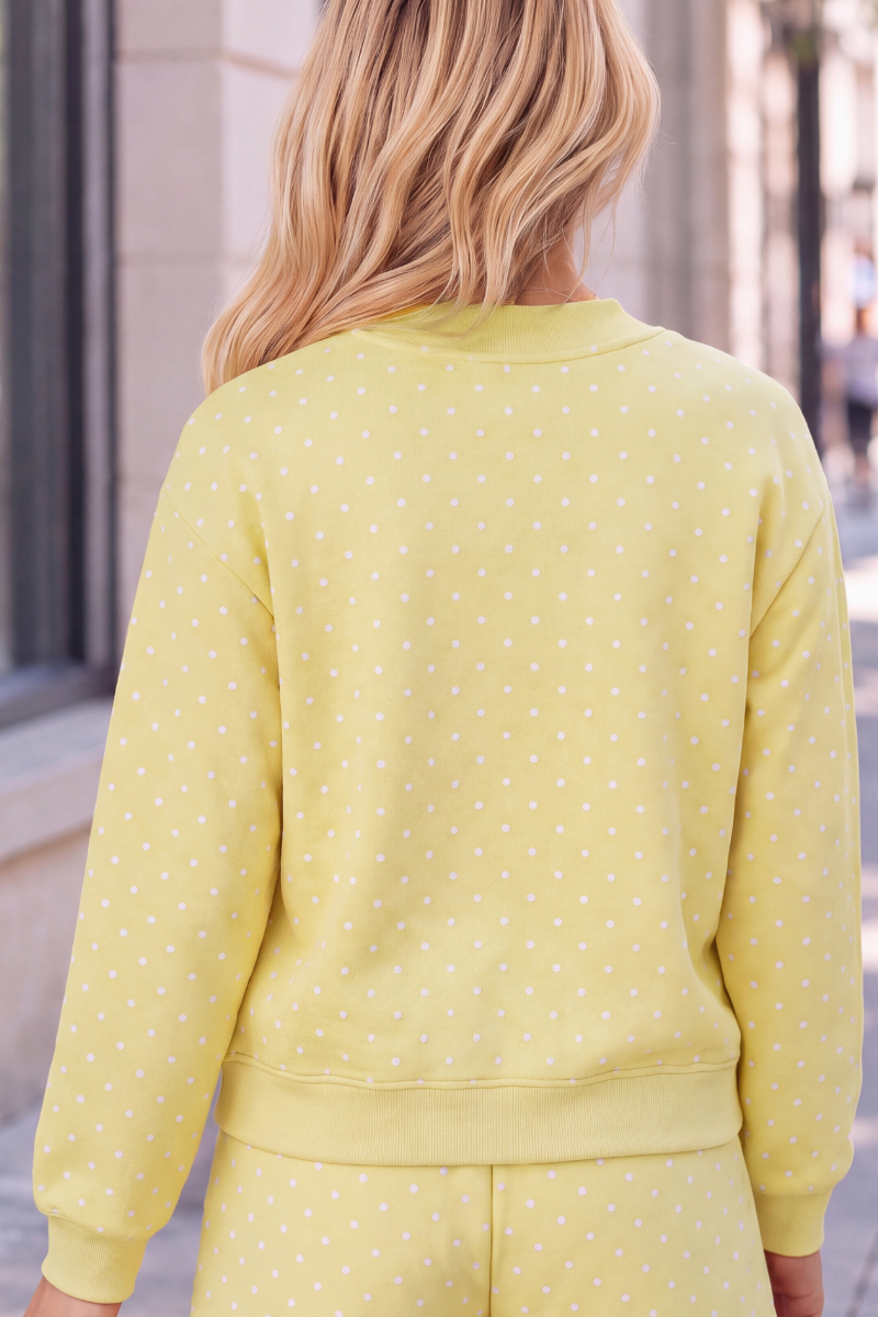 Women's Cozy Fleece Mock Neck Polka Dot Sweatshirt